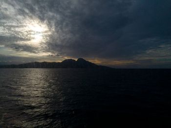 Scenic view of sea against sky at sunset