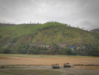 Scenic view of land against sky