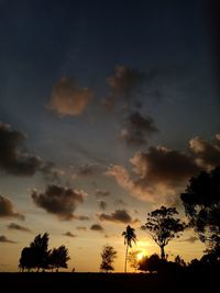 Low angle view of silhouette trees against sky during sunset