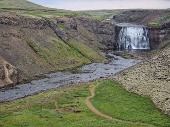 Scenic view of waterfall