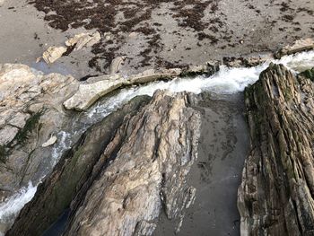 High angle view of rocks in water