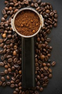 High angle view of coffee beans