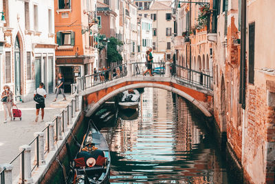 Bridge over canal in city