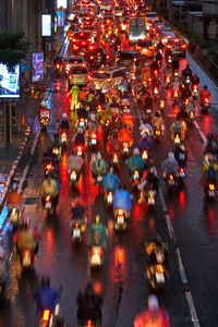 High angle view of traffic on city street