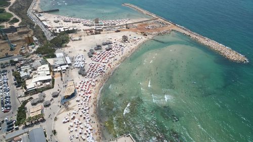 High angle view of city