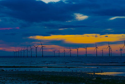 Scenic view of beach against sky during sunset