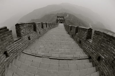 High angle view of fort against sky