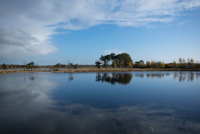 Scenic view of lake against sky