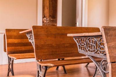 Empty chairs and table