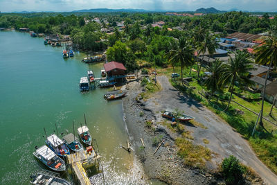 High angle view of people on beach