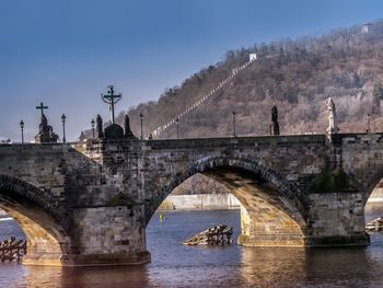 Charles bridge and the vltava river, prague, czech republic