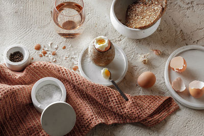 High angle view of food on table