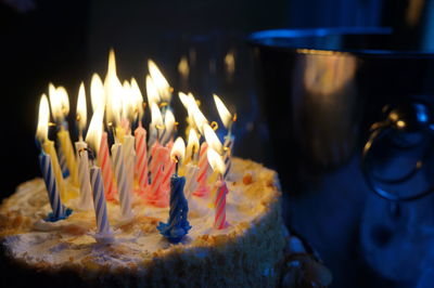 Close-up of burning candles