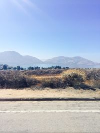 Scenic view of mountains against clear sky