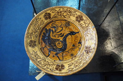 Close-up of ornate design on metal