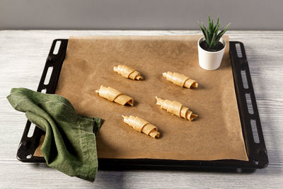 High angle view of food on table