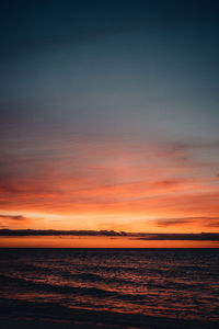 Scenic view of sea against sky at sunset