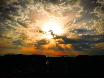 Silhouette of man at sunset