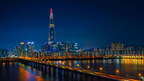 Illuminated city at night