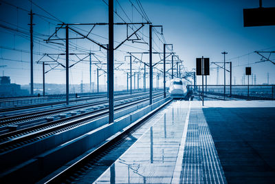 Railroad station platform against sky