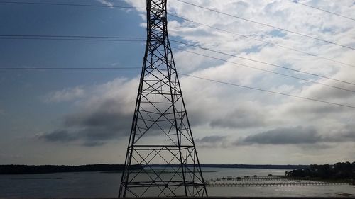 Low angle view of electricity pylon against sky