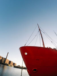 Commercial dock against clear sky