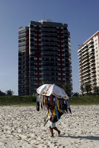 Woman walking on beach