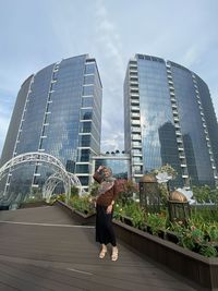 Low angle view of modern building against sky