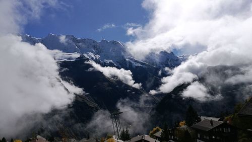 Panoramic view of mountains against sky