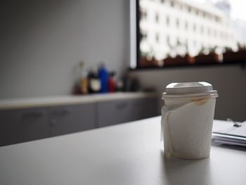 Close-up of bottles on table