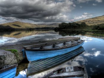 Scenic view of lake against sky