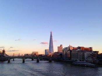 View of city at sunset