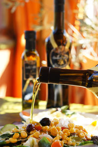 Close-up of grapes in glass for sale