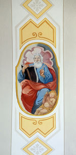 High angle view of painting on wall