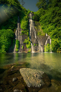 Scenic view of waterfall