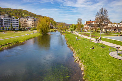 High angle view of river in city