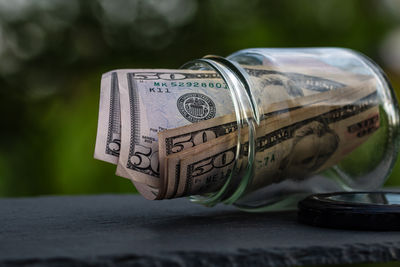 Close-up of paper currency