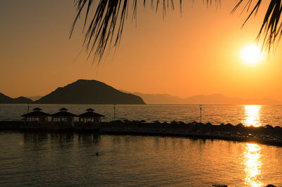 Scenic view of sea at sunset