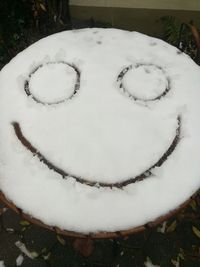 Close-up of snow on field