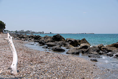 Scenic view of sea against clear sky