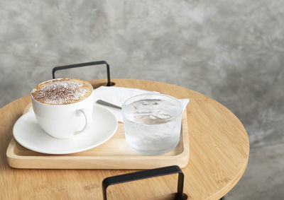 Coffee cup on table