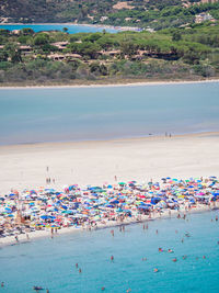 High angle view of people on beach