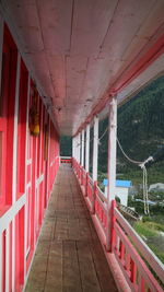 Empty corridor along bridge
