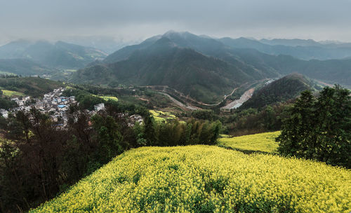 Scenic view of mountains against sky