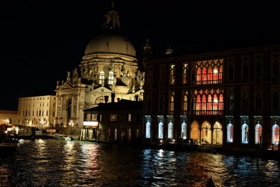 Low angle view of temple at night