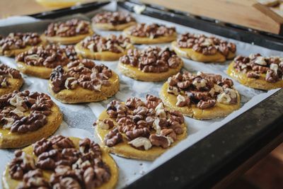 Homemade cookies on the baking tray 