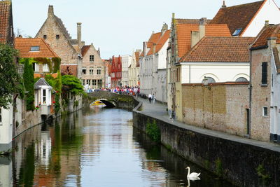 Canal amidst houses and buildings in city