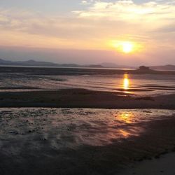 Scenic view of sea at sunset