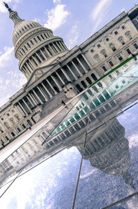 Low angle view of historic building against sky