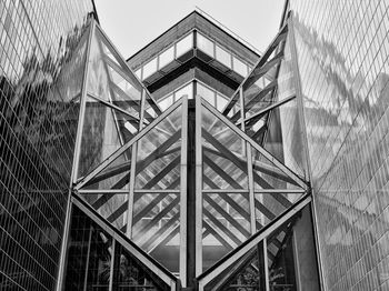 Low angle view of modern building against clear sky